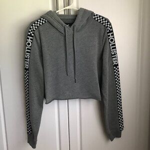 Hollister Checkered Cropped Hoodie Sweatshirt